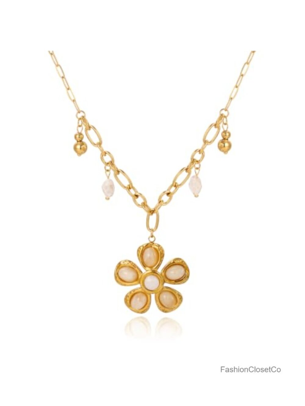 Stainless Steel Boho Flower Pendant Choker Necklace Adjustable